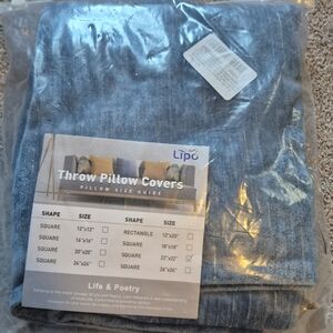 New 4pc. (2pks) Lipo Blue Soft Chenille Feel Fabric Pillow Covers 22"x22"